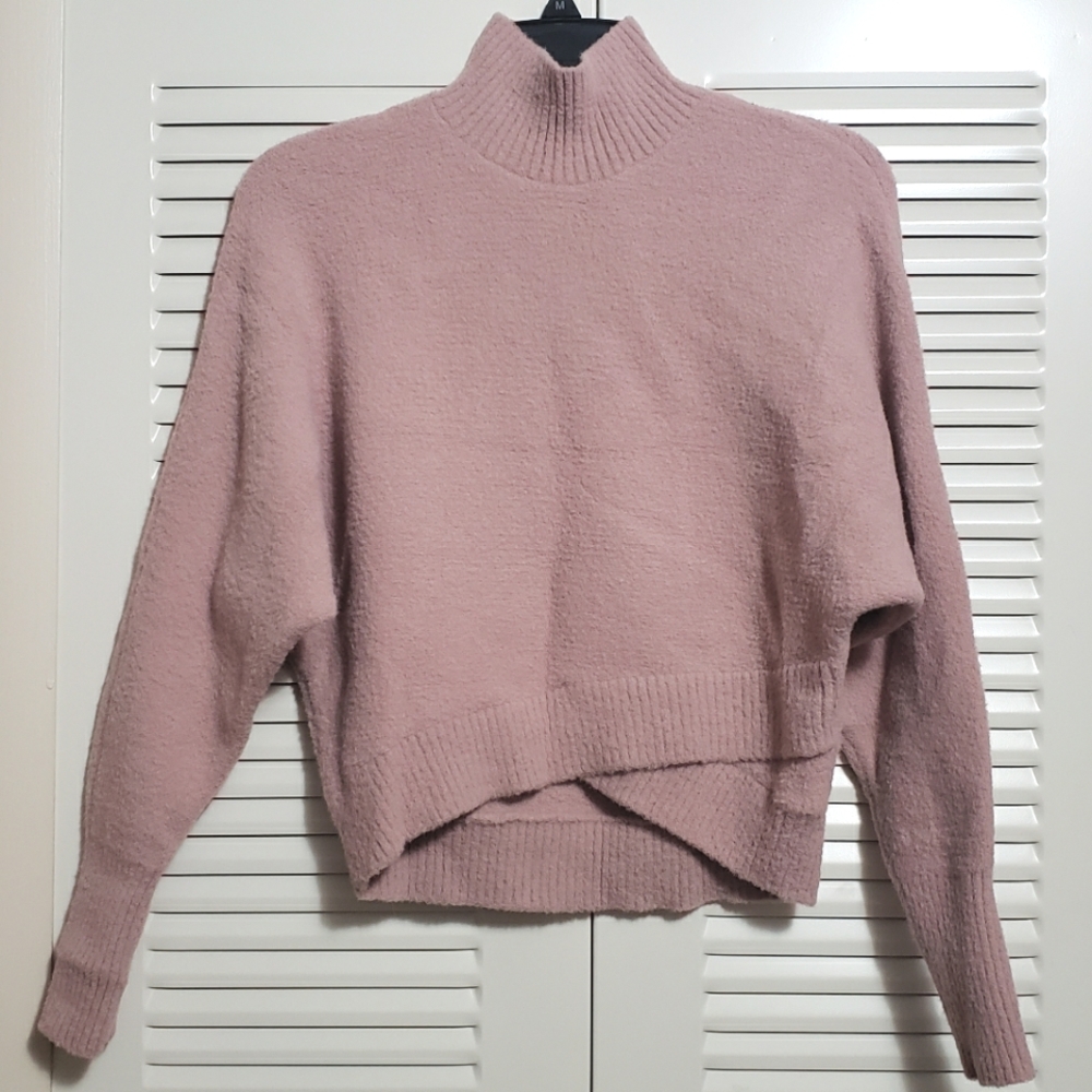 Express Womans Mock Neck Dolman Faux Wrap Hem Sweater